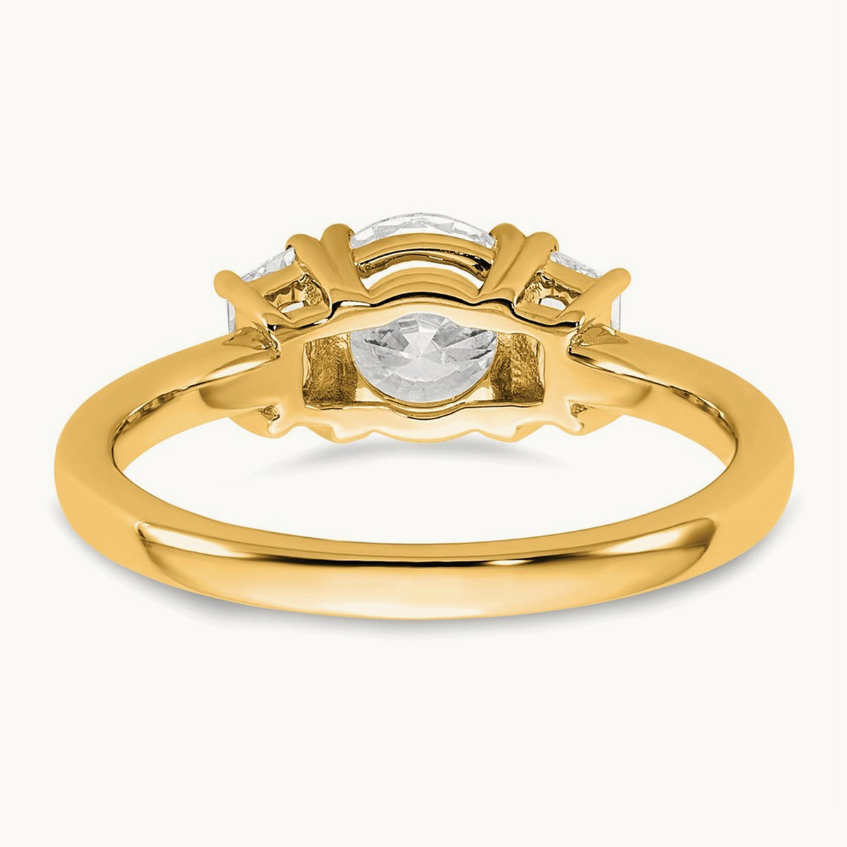Trapezoid Sidestones Engagement Ring, 0.25-3.75 ct tw Lab-Grown Diamond — 1 3/8 ct, VS (Best) · Certified, 14K Yellow Gold