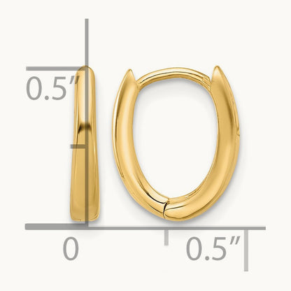 Polished Oval Hinged Hoop Earrings — 14K Yellow Gold