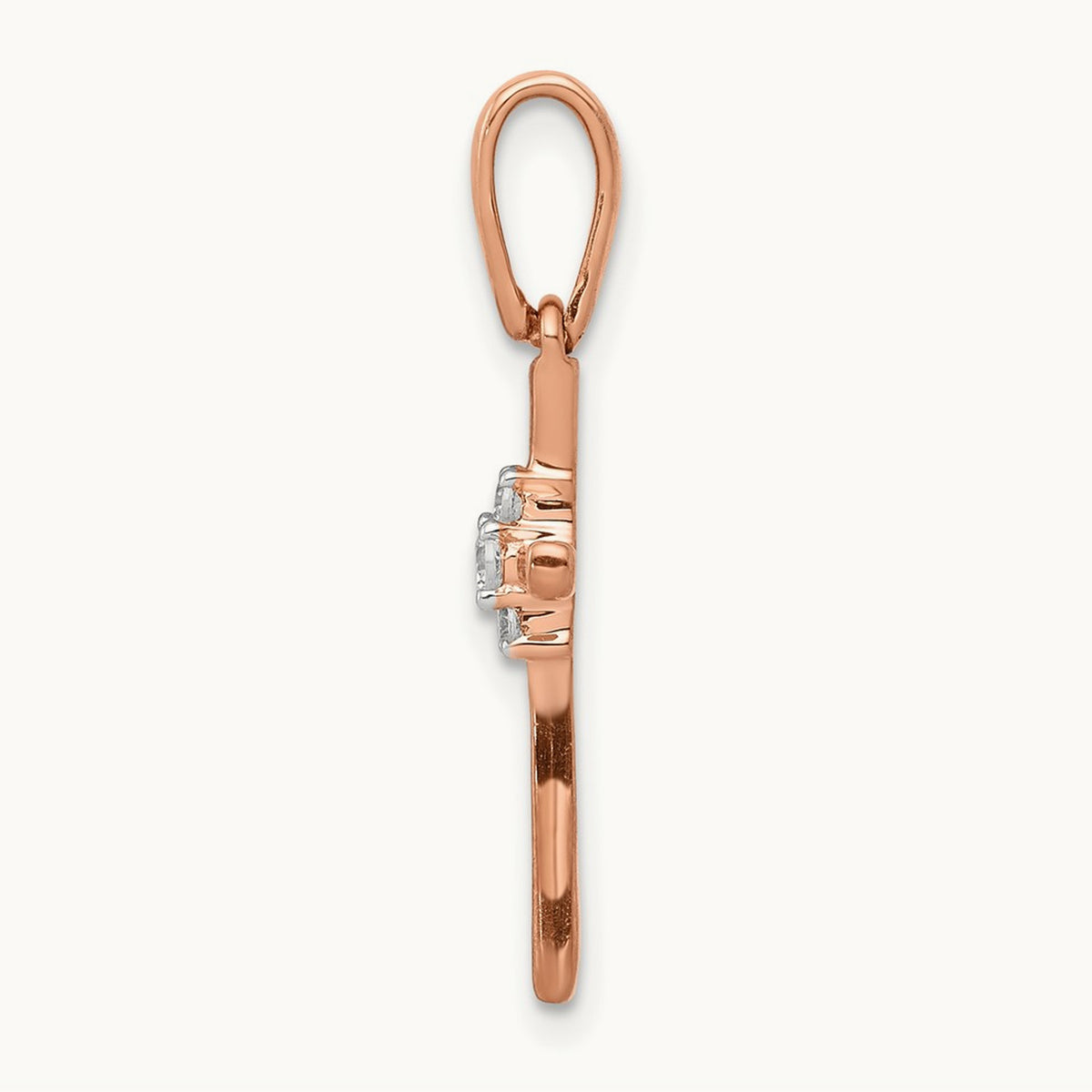 .03ct. Diamond Cross Pendant, 14K Rose Gold