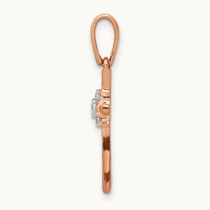 .03ct. Diamond Cross Pendant, 14K Rose Gold