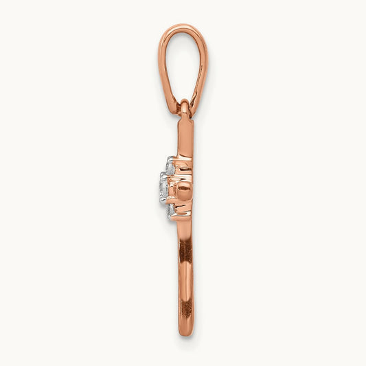 .03ct. Diamond Cross Pendant, 14K Rose Gold