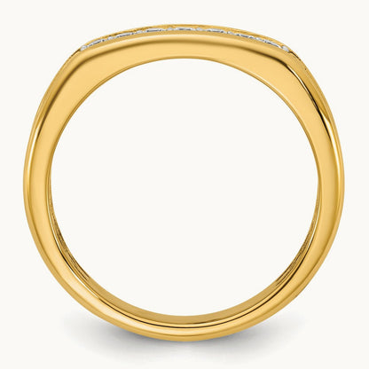 Setting: IB Goodman Men's Polished 7-Stone Diamond Ring Mounting, 14K Gold — 14K Yellow Gold