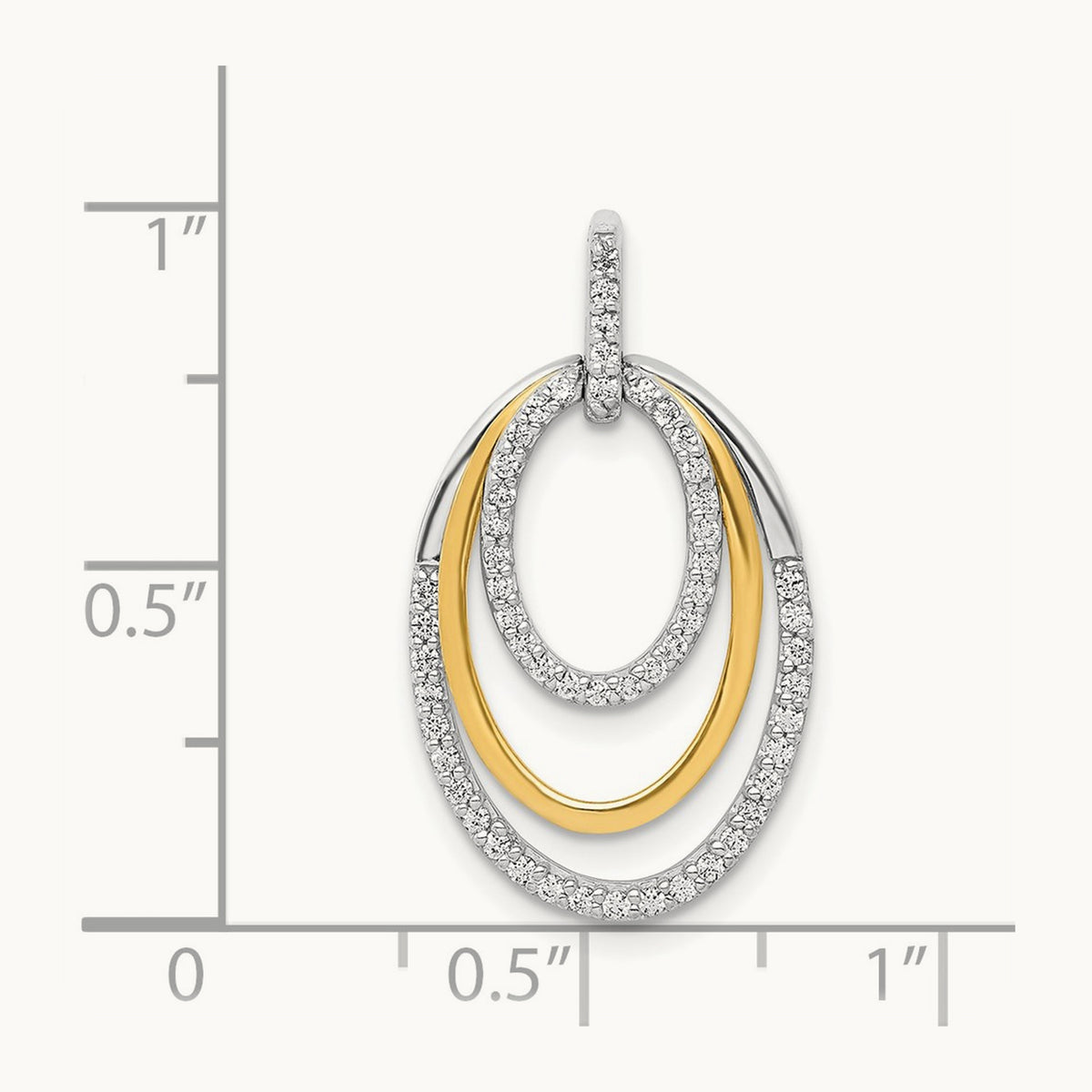 1/4ct. Diamond Fancy Triple Oval Pendant, 14K Two-tone