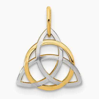 Polished Celtic Pendant, 14K Gold with White Rhodium