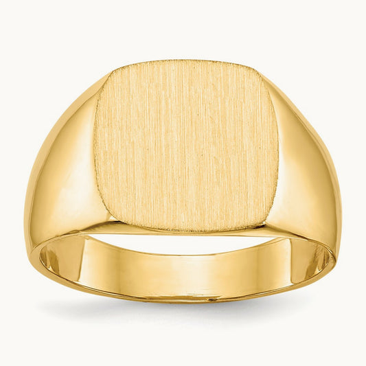 13.0x12. Closed Back Mens Signet Ring, 0mm, 14K