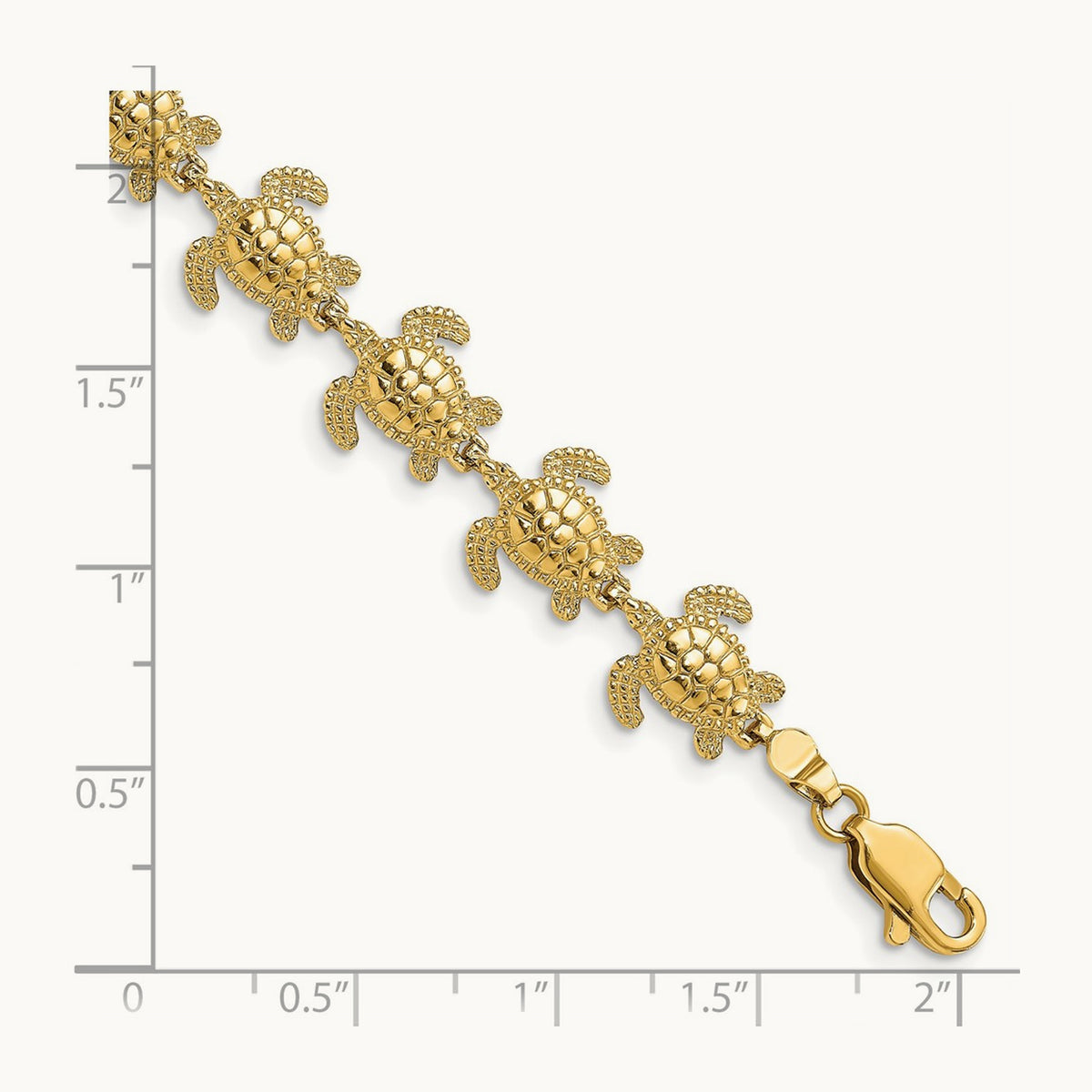 Polished Mini Sea Turtle Link Bracelet, 14K