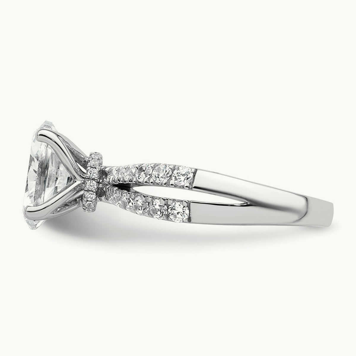 1 5/8ct Cert Lab Grown Diamond VS+ F+ Oval Comp Eng Ring, 14K White Gold