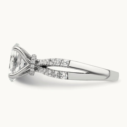 1 5/8ct Cert Lab Grown Diamond VS+ F+ Oval Comp Eng Ring, 14K White Gold