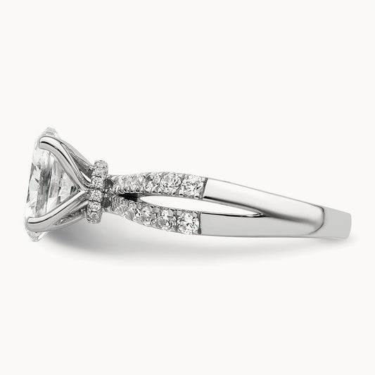 1 5/8ct Cert Lab Grown Diamond VS+ F+ Oval Comp Eng Ring, 14K White Gold