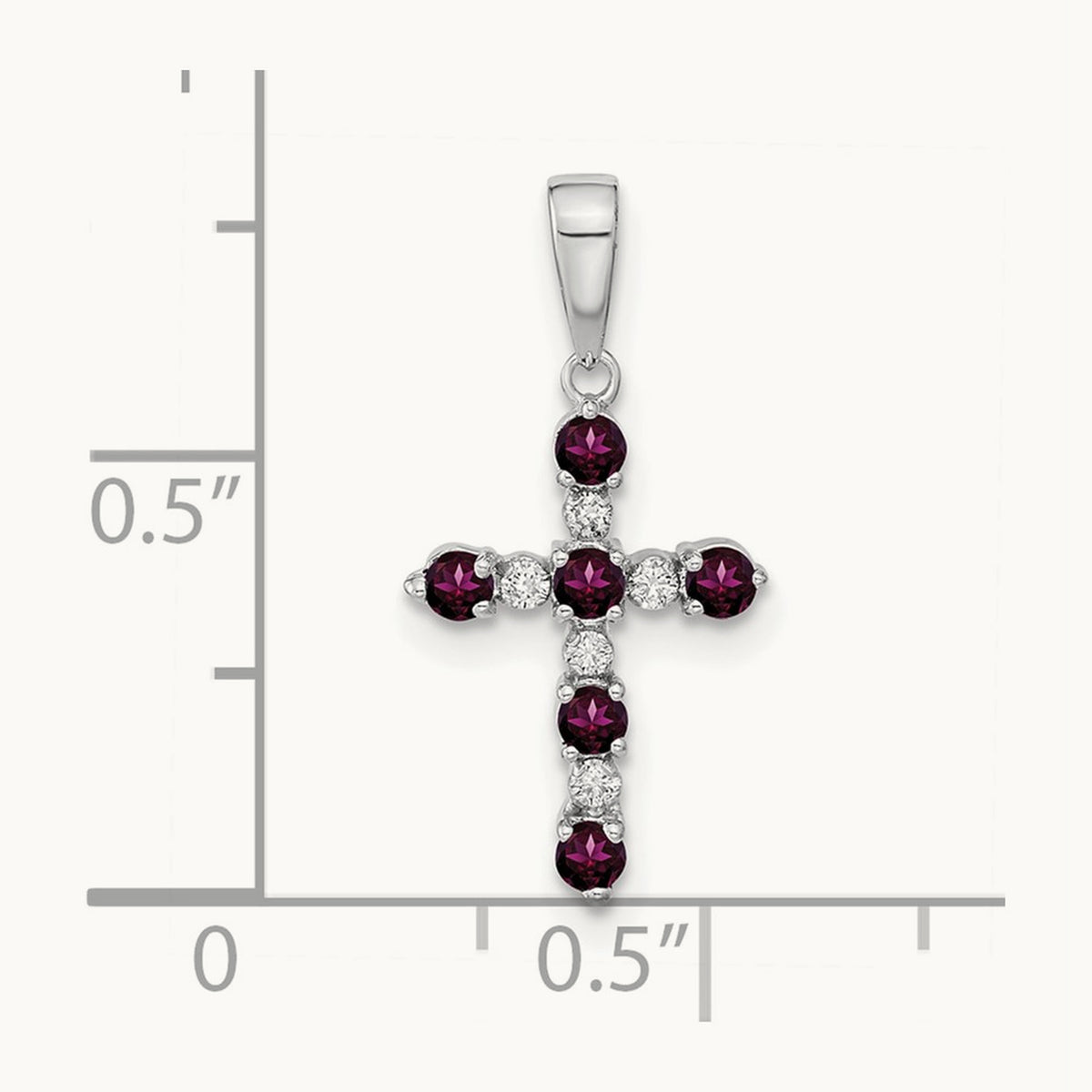 Rhodolite Garnet and Diamond Cross Pendant — 14K White Gold