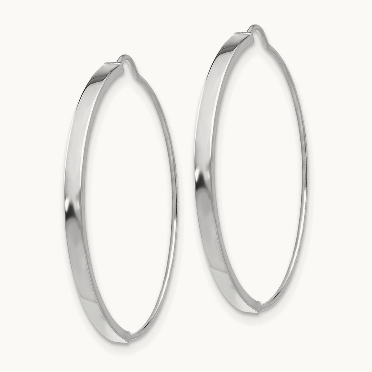 Wire Hoop Earrings — 14K White Gold