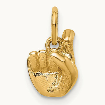American Sign Language Alphabet Fingerspelling Sign X Pendant, 14K