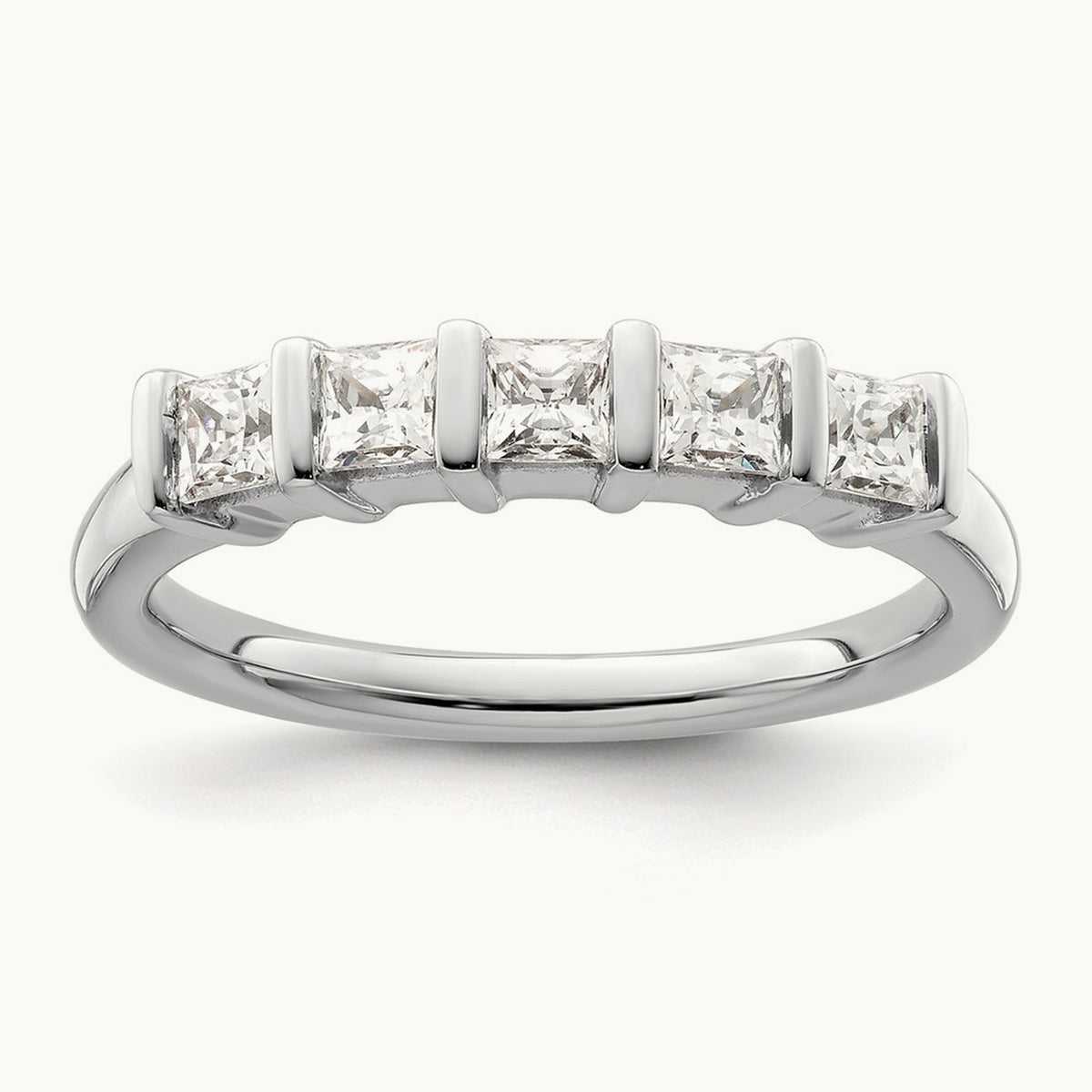 Bar-Set Princess-Cut 5-Stone Band — 2/3 ct, 7