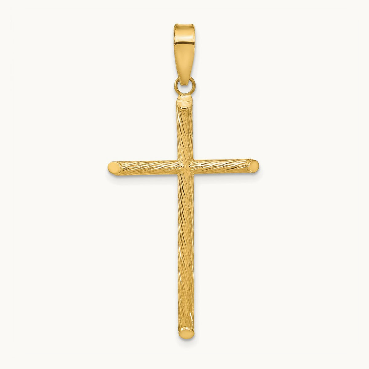 Polished & Textured Fancy Cross Pendant — 45.35mm