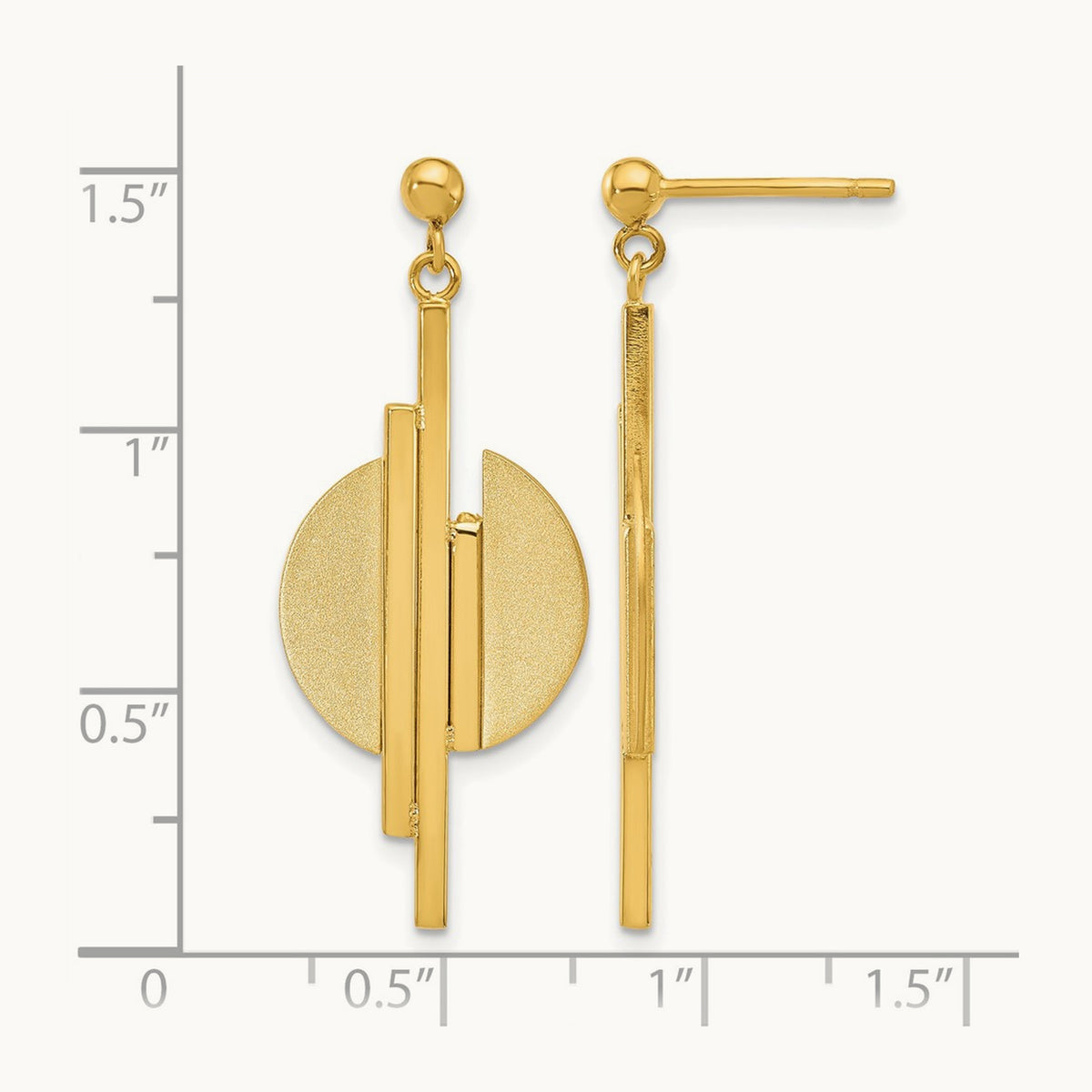 Polished and Brushed Dangle Post Earrings, 14K — Leslie's