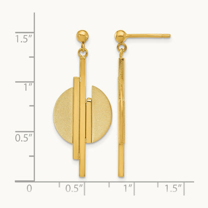 Polished and Brushed Dangle Post Earrings, 14K — Leslie's