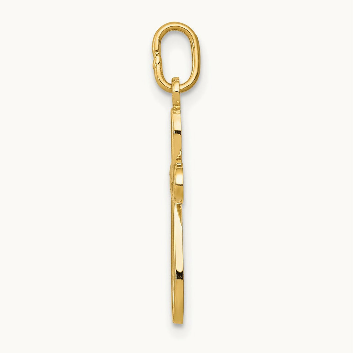 Polished Small Ribbon Cross Pendant — 14K Yellow Gold, 23mm