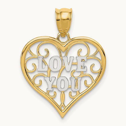Filigree Love You, 14K with White Rhodium