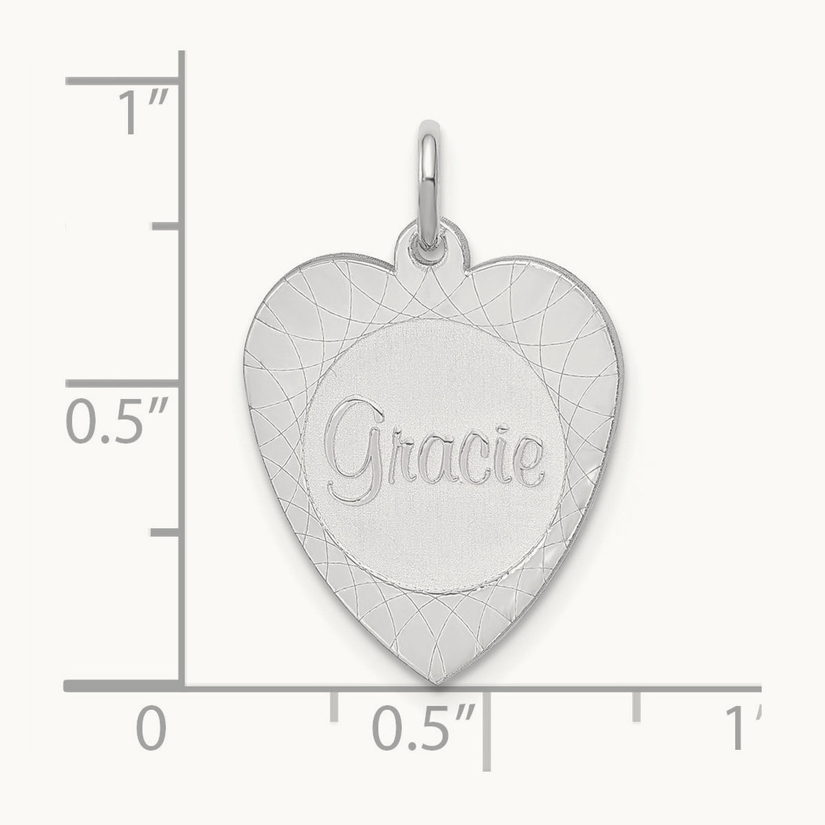 Heart Disc Name Charm, 14K White Gold