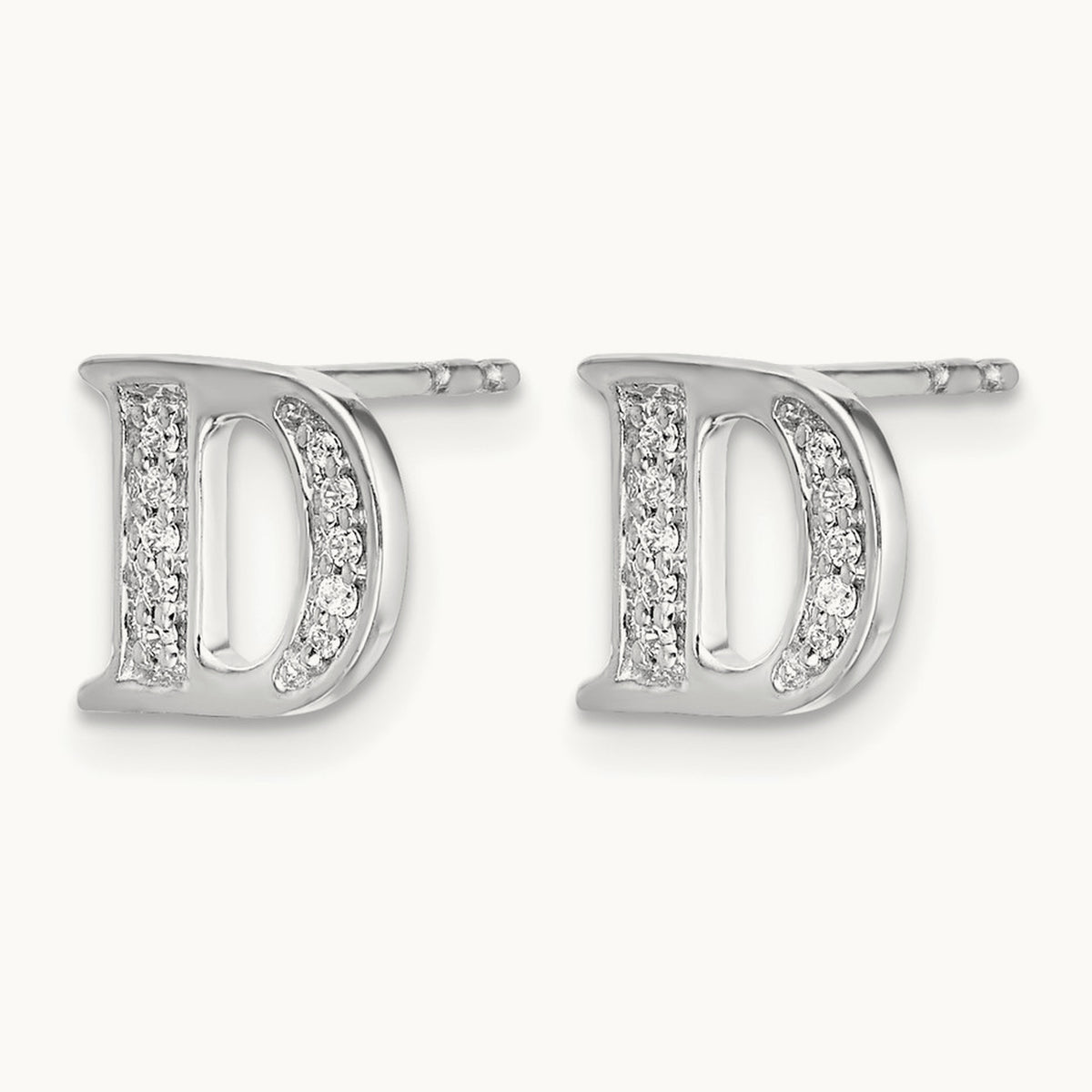 Diamond Earrings — 14K White Gold, 8mm, D