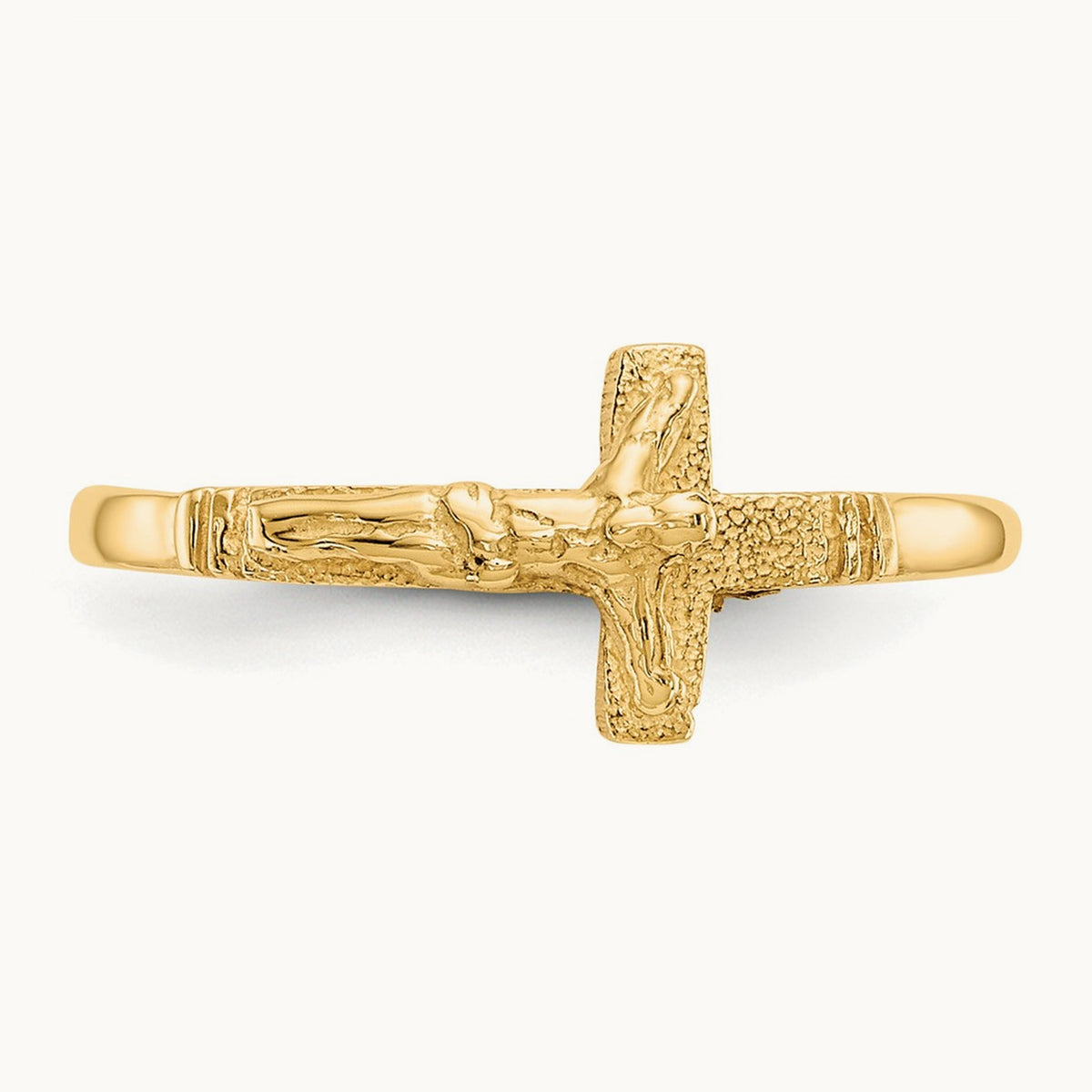 Satin Finish Childs Crucifix Ring, 14K