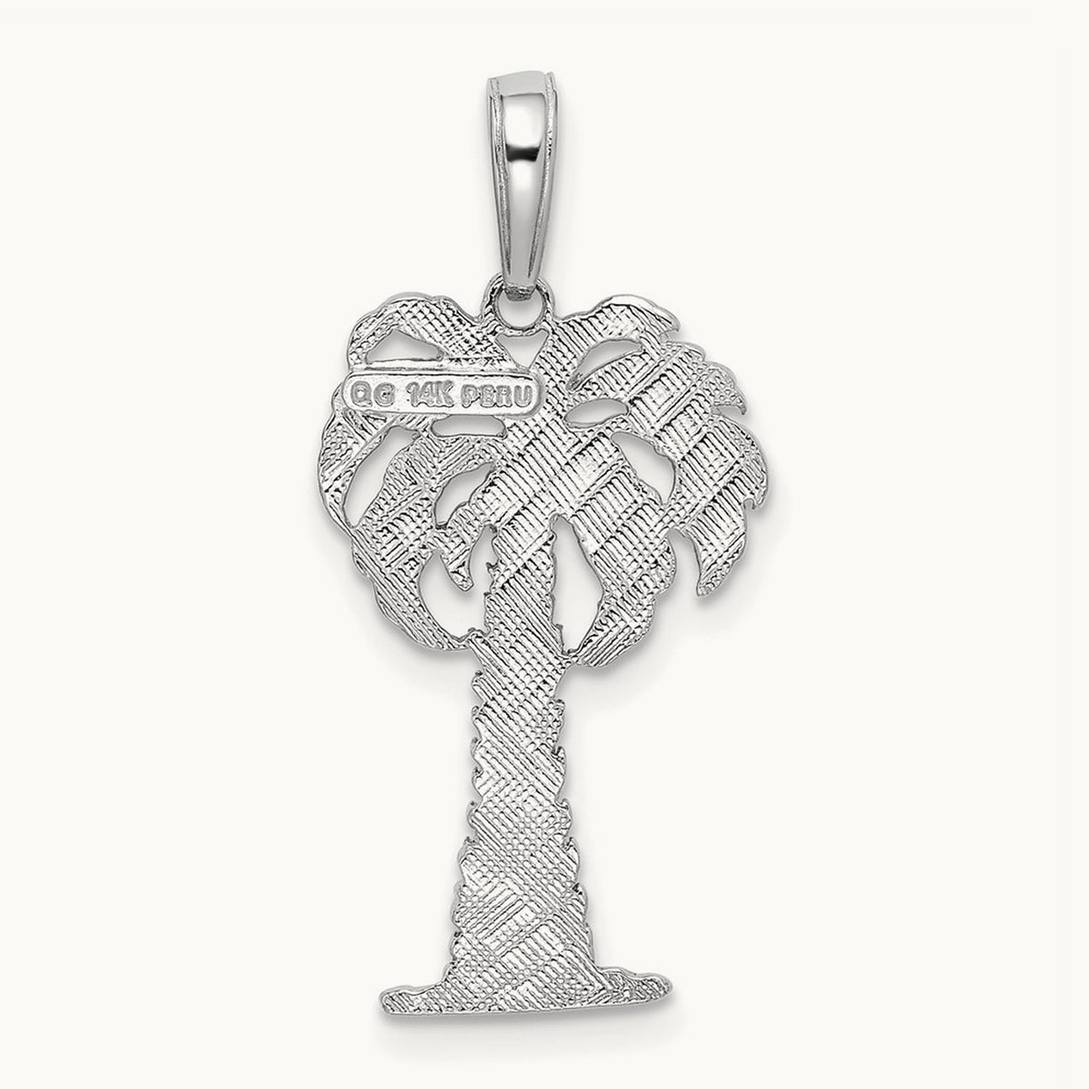 Palm Tree Pendant — 14K White Gold
