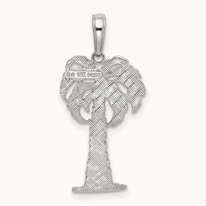 Palm Tree Pendant — 14K White Gold
