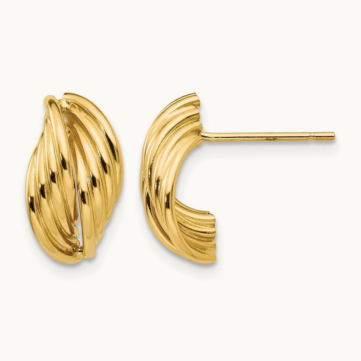 Polished Fancy Post Earrings, 14K