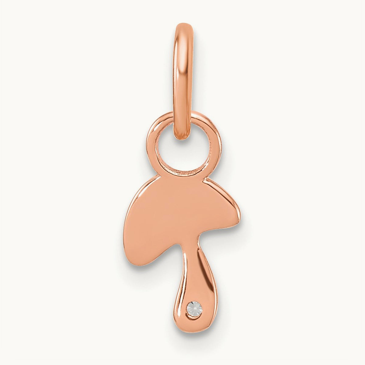 Polished Diamond Mushroom Charm, 14K Rose Gold