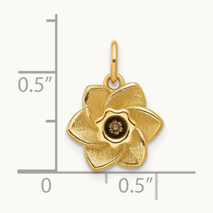 Polished Daffodil Flower Pendant, 14K
