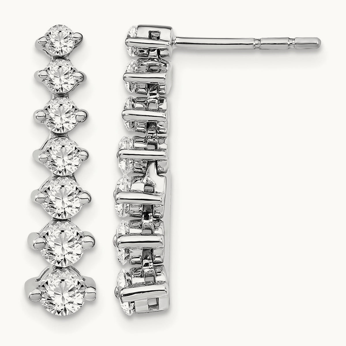 Graduating Drop Post Earrings, 1.50 ct tw Lab-Grown Diamond — 14K White Gold