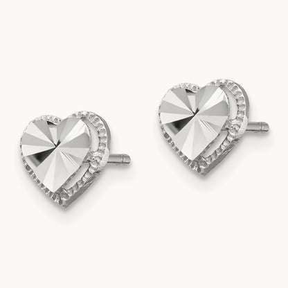 Diamond-Cut Heart Post Earrings — photo set