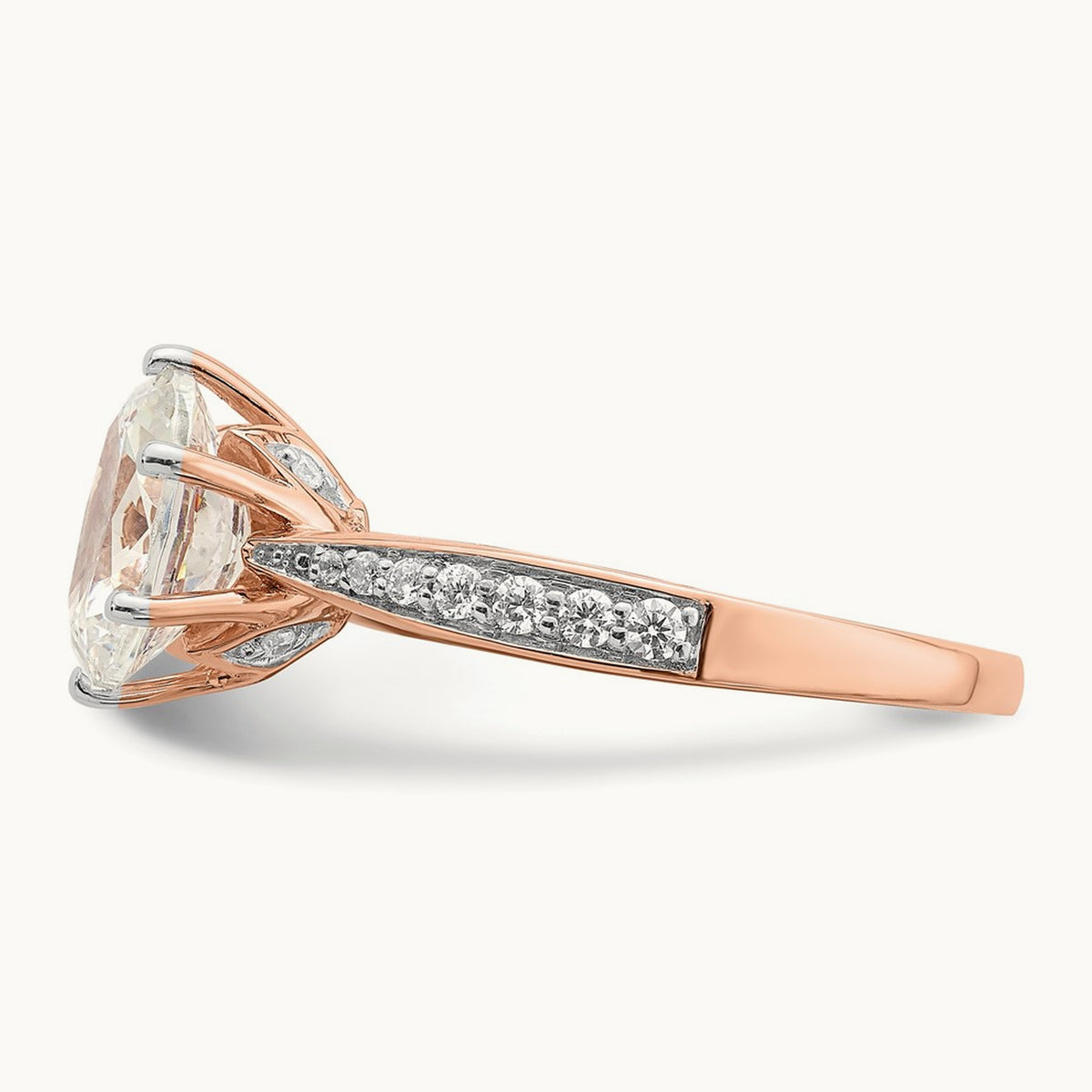 Oval Leaf Design Semi-Mount Ring — 2 ct, 7