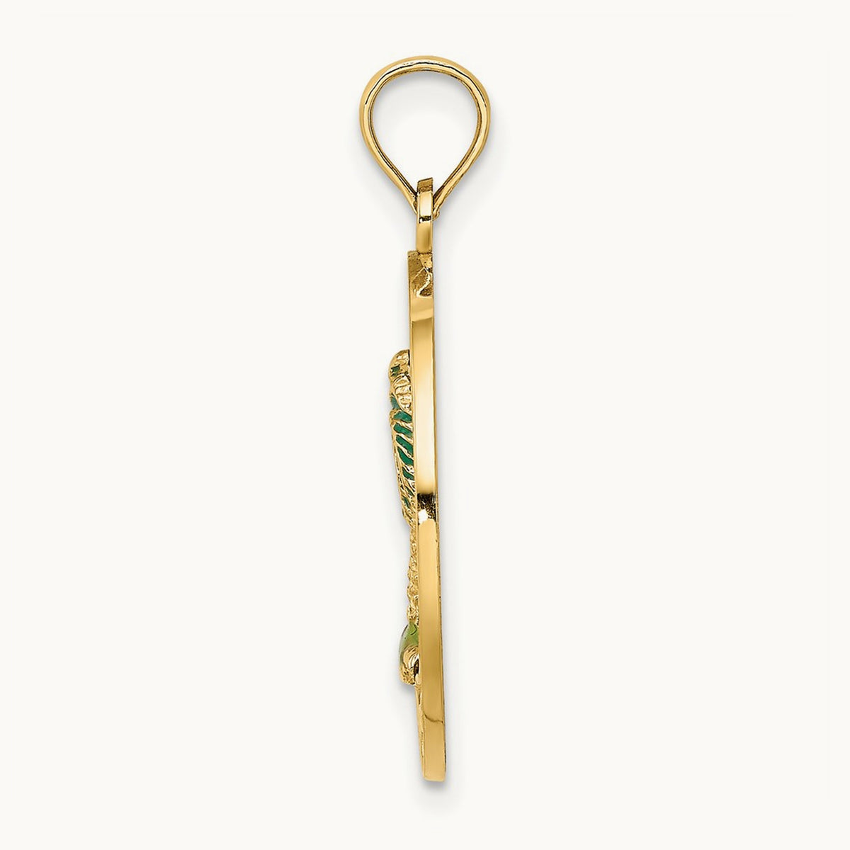 FLORIDA Enamel Palm Tree Circle Charm, 14K