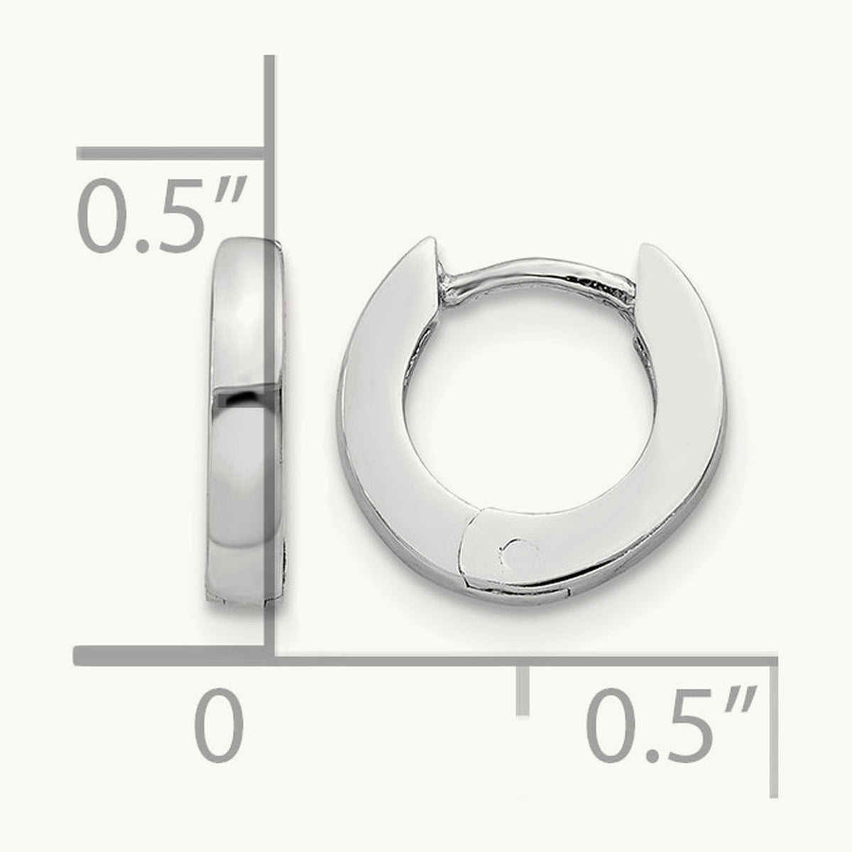Polished Round Hinged Hoop Earrings — 14K White Gold