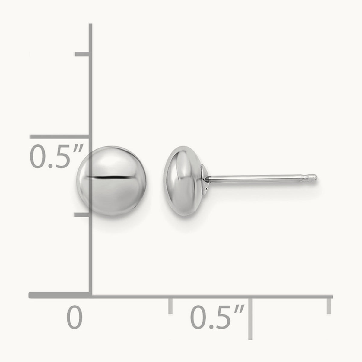 Polished Button Post Earrings — 14K White Gold, 5.5mm