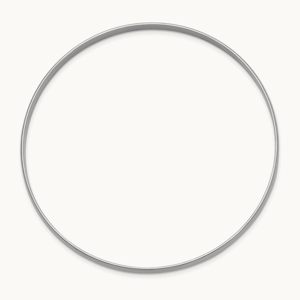 Solid Polished Half-Round Slip-On Bangle — 14K White Gold, 4mm