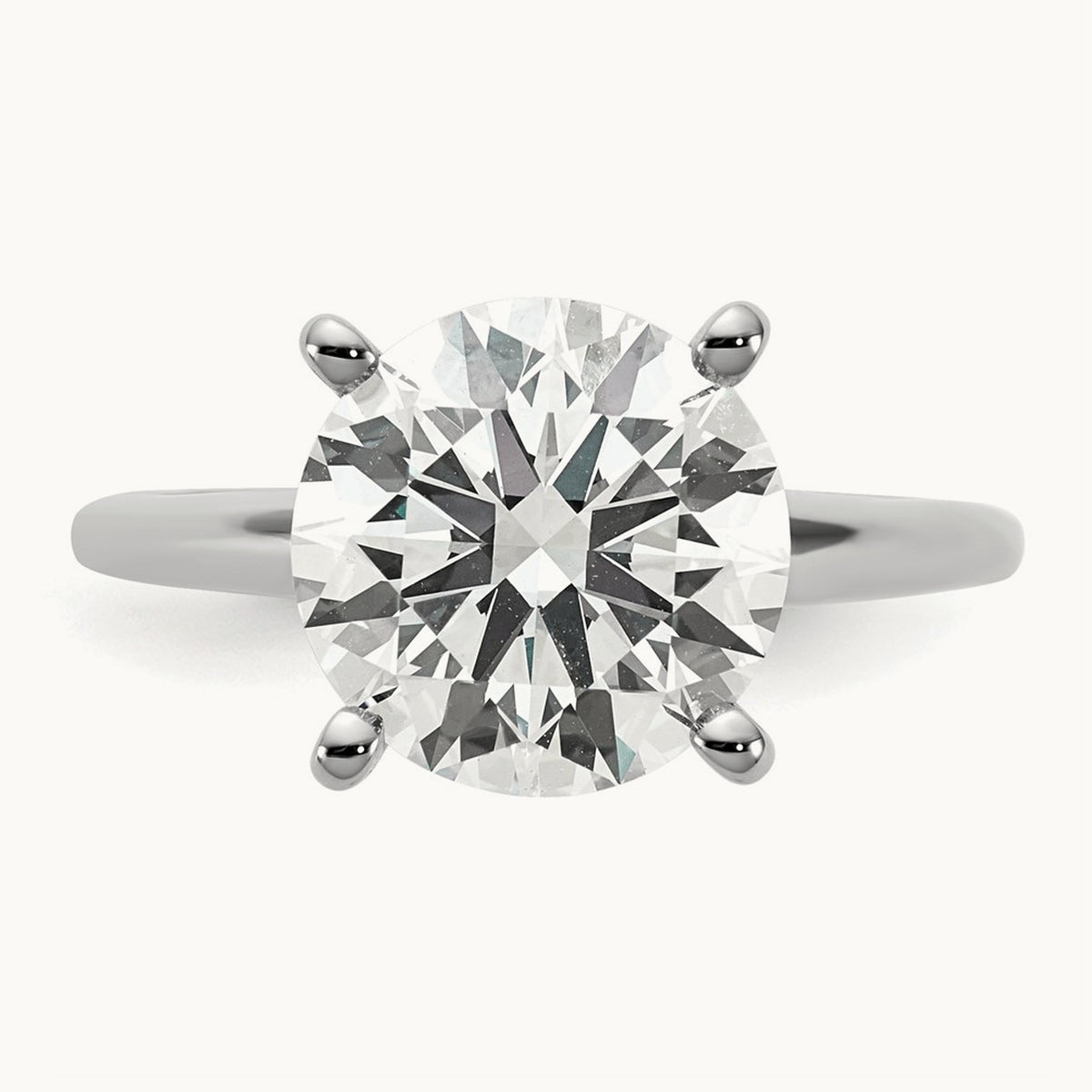 Round Solitaire Engagement Ring, 0.25-5.00 ct tw Lab-Grown Diamond — 4 ct, 14K White Gold