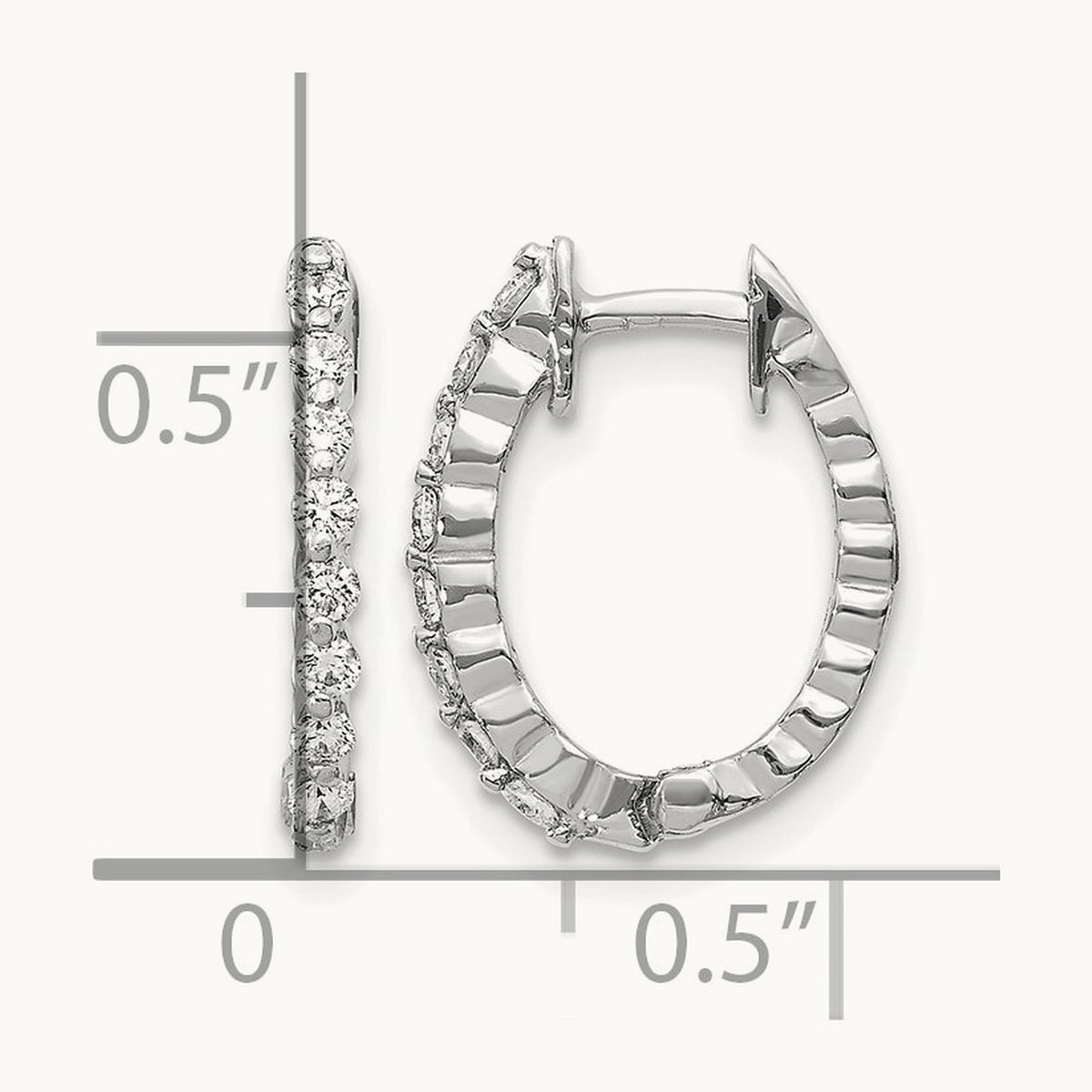 AA Diamond Hinged Hoop Earrings, 14K White Gold