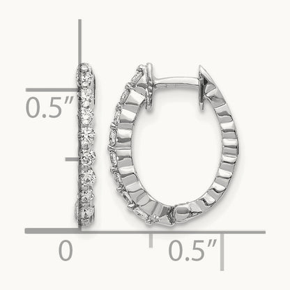 AA Diamond Hinged Hoop Earrings, 14K White Gold