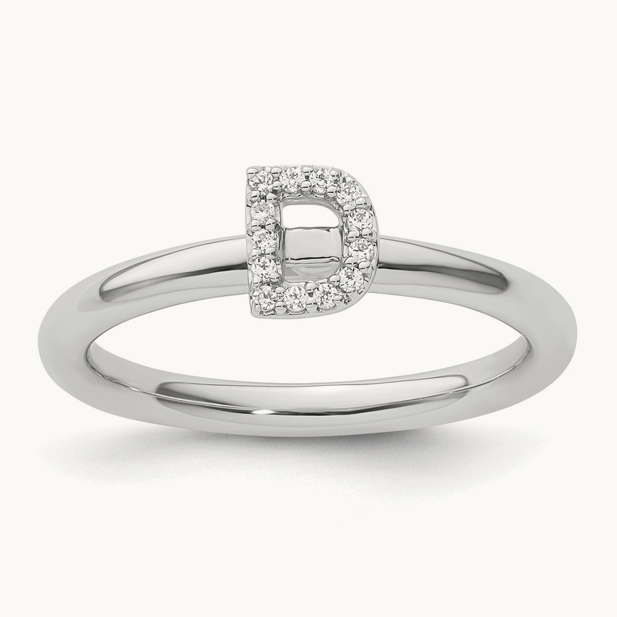 Stackable Diamond Ring — 14K White Gold, D