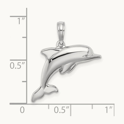 3-D Puffed Dolphin Charm, 14K White Gold