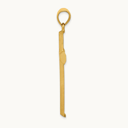 Satin and Diamond -Cut Cross Pendant, 14K