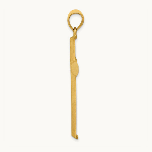 Satin and Diamond -Cut Cross Pendant, 14K