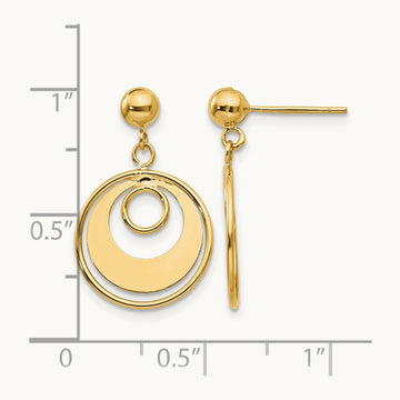 Circle Post Earrings, 14K