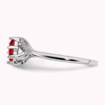 Ruby and Diamond 2-stone Bypass Ring, 14K White Gold