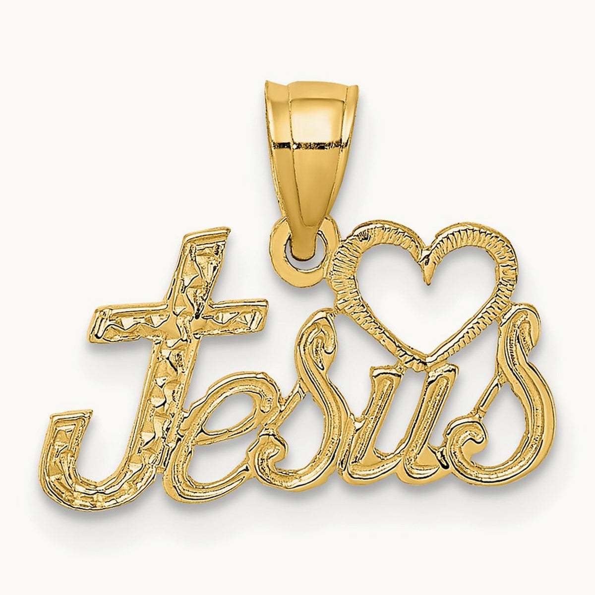 LOVE JESUS Script Charm, 14K