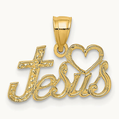LOVE JESUS Script Charm, 14K
