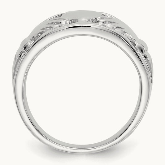 Ladies Claddagh Ring, 14K White Gold