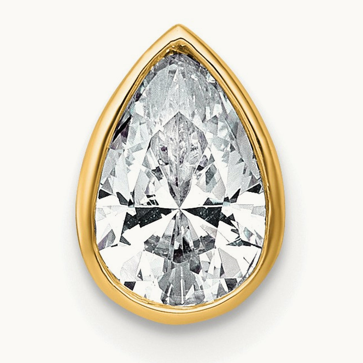 Pear Bezel Chain Slide, 0.25-3.00 ct tw Lab-Grown Diamond — 1 ct, 14K Yellow Gold